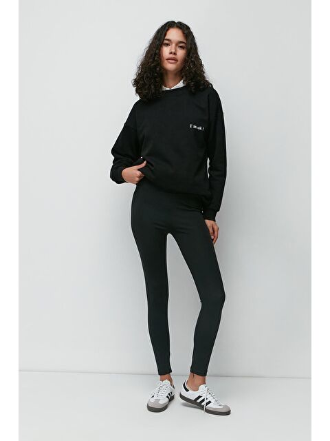 C&City Yüksek Bel Uzun Spor Tayt 9404 Siyah - S000222362-19351