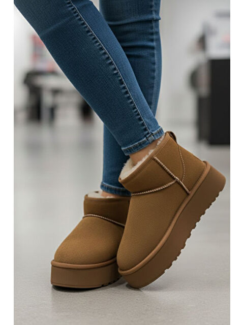 Tofisa Kadın Taba Yüksek Taban Yarım Süet Bot - 28078-TABA - S000487700-14955