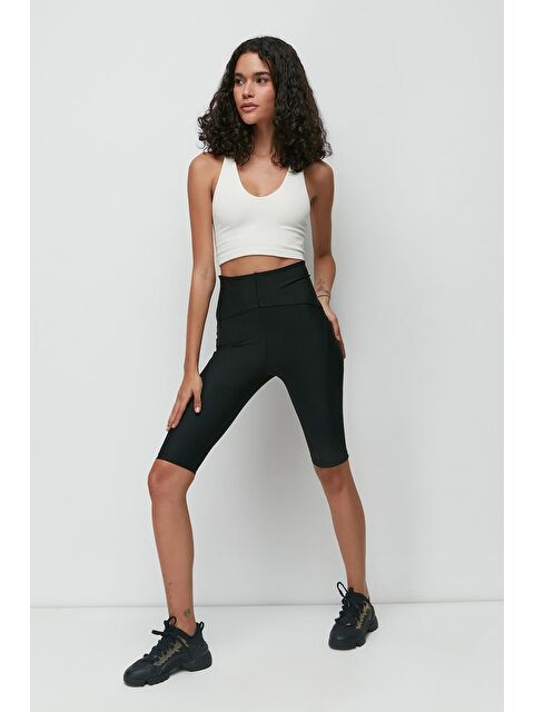 C&City Karyoka Yüksek Bel Diz Üstü Spor Şort Tayt 9412 Siyah - S000222357-19351