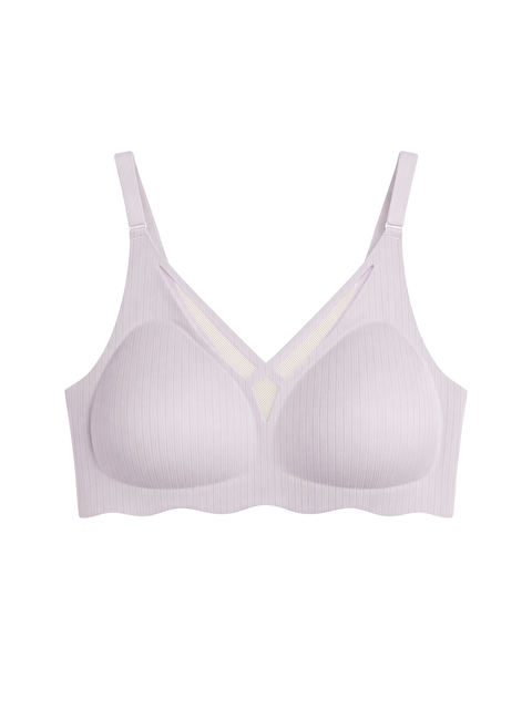 Cottonhill Seamless Bra - Liny | Lila Lazer Kesim Dikişsiz Çizgi Desenli Dekolteli Kadın Sütyen - S000508564-17878