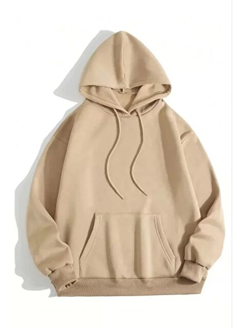 Jane's 3 İplik Pamuklu Unisex Kapüşonlu Sweetshirt - Bej