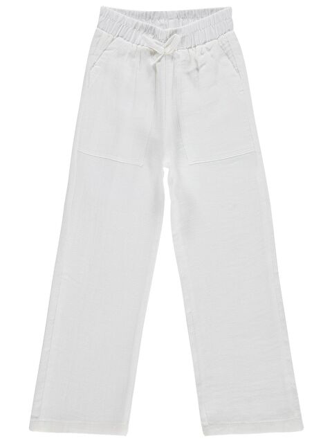 Civil Girls Müslin 10-13 Yaş Pantolon - Beyaz