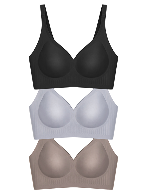 Cottonhill Seamless Bra - Slight | Lazer Kesim Dikişsiz Dilim Detaylı Balensiz Kadın Sütyen 3'Lü Paket-2 - S000510335-27204