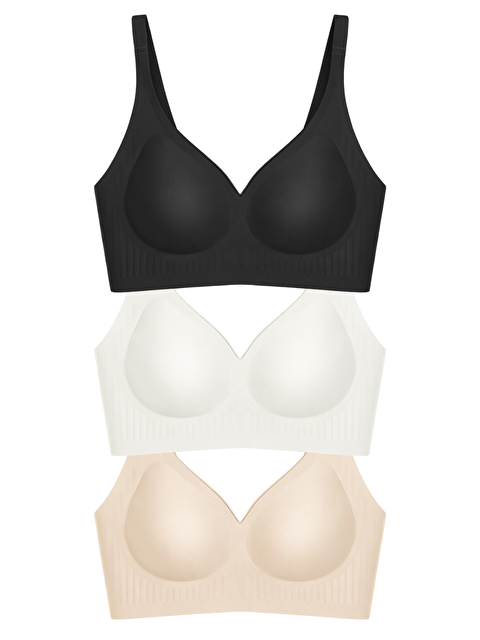 Cottonhill Seamless Bra - Slight | Lazer Kesim Dikişsiz Dilim Detaylı Balensiz Kadın Sütyen 3'Lü Paket - S000510335-27206