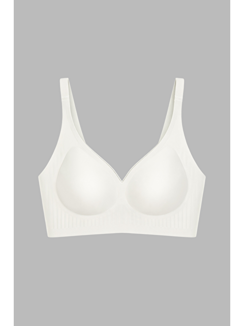 Cottonhill Seamless Bra - Slight | Krem Lazer Kesim Dikişsiz Dilim Detaylı Balensiz Kadın Sütyen - S000510336-19966