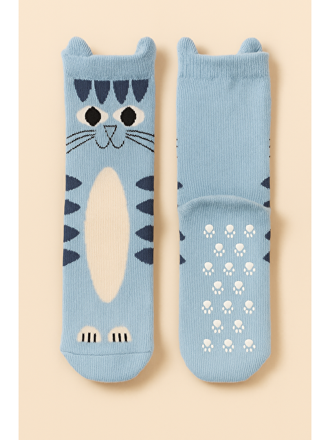Katia And Bony Çocuk Kedi Desenli Soket Çorap Mavi - S000484881-17234