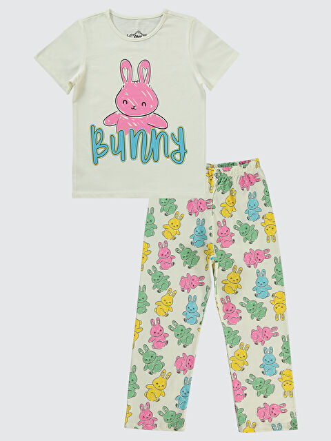 Civil Grils Kız Çocuk Pijama Takımı 10-13 Yaş Ekru