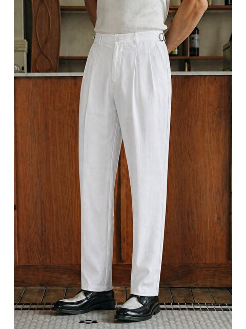 Tarz Cool Erkek Pileli Old Money Klasik Kumaş Pantolon Rahat Kalıp Yazlık