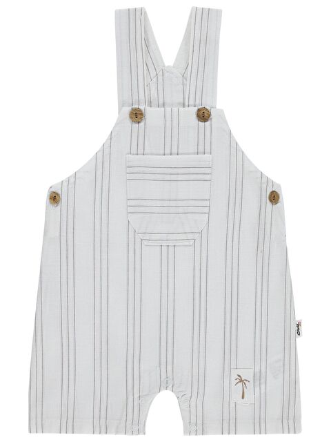 Civil Baby Çizgili 6-18 Ay Salopet - Ekru 6-9 Ay - S000526729-19965