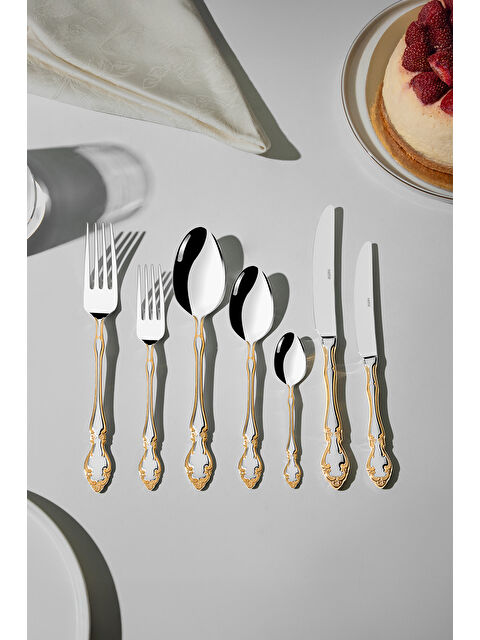 Nehir Adriana Altın Sade 12 Kişilik 89 Parça Kutulu Çatal Kaşık Bıçak Takımı - S000492327-20076