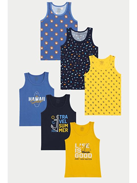 Vitmo 6'Lı Erkek Çocuk Pamuklu Sailor & Mix Karışık Atlet - S000333462-23173