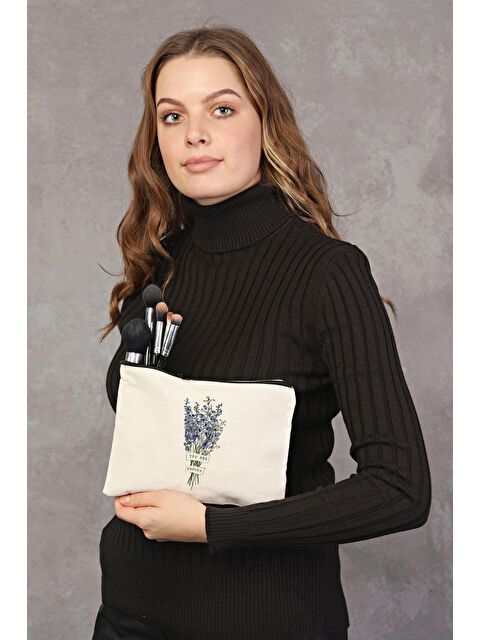 Bagg Clutch You Are Enough Kanvas Makyaj Çantası - S000154926-19966