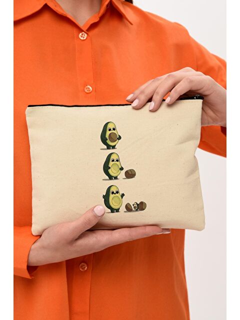 Bagg Clutch Avokado ve Yavrusu Kanvas Makyaj Çantası - S000154966-19966