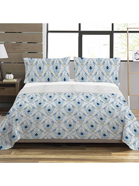 Evmila Modern Desen Çift Kişilik Baskılı Pike (200x220 Cm) Mavi - S000124151-23173