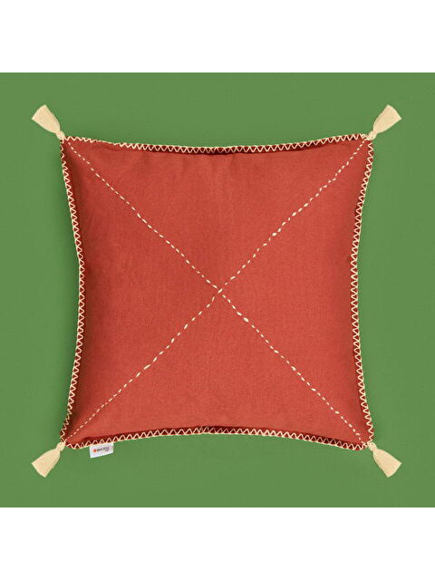 Evidea Soft Colorful Püskül Detaylı Kırlent - Kiremit - 40x40 cm - S000365817-18657