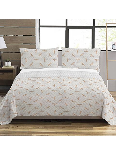 Evmila Modern Desen Çift Kişilik Baskılı Pike (200x220 Cm) Beyaz - S000124153-23173