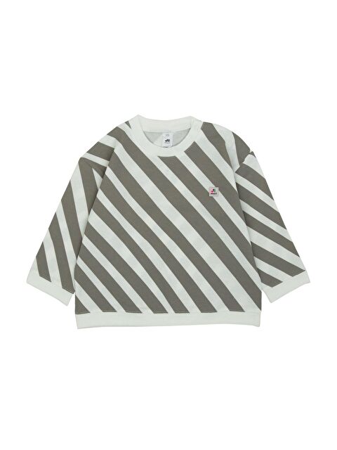 Jrmori Omzu Çıtçıtlı Verev Çizgi Baskılı Sweatshirt - S000158633-20600
