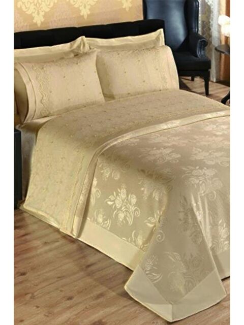 Çeyiz Diyarı Fransız Güpürlü İncili Pike Takımı Cappucino - S000485610-23173