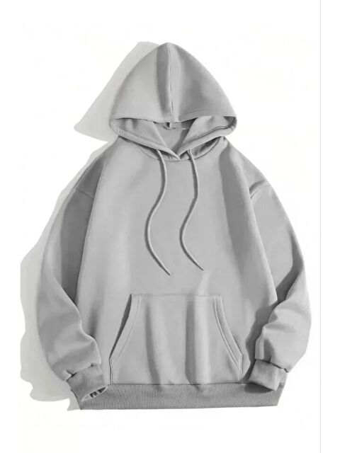 Jane's 3 İplik Pamuklu Unisex Kapüşonlu Sweetshirt - Gri