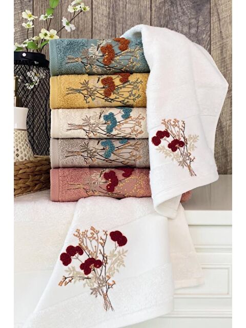 Çeyiz Diyarı Miha Nakışlı Çeyizlik 6lı  Bambu El Yüz Havlusu 50x90 Cm - S000502432-23173