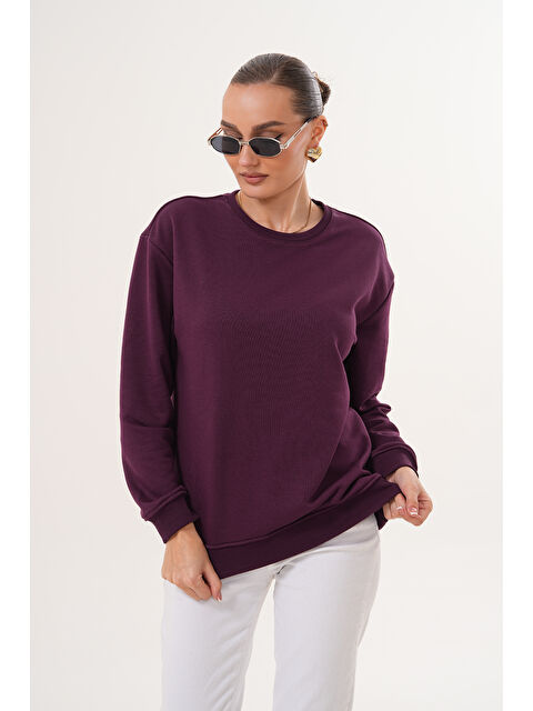 MİSS DÜNYA LİSSA Unisex Bisiklet Yaka %100 Pamuk Basic Sweatshirt - S000510256-20042