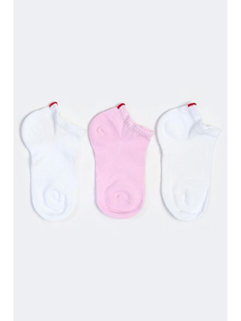 Katia And Bony Run 3 lü Çocuk Basic Patik Çorap Beyaz/Beyaz/Pembe - S000152506-37241
