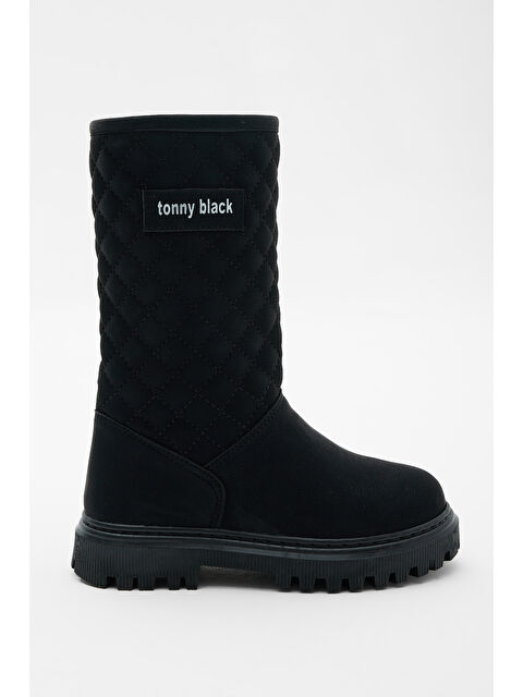 TONNY BLACK Kadın Siyah Cilt Kapitone Desenli Rahat Kalıp Uzun Bot - S000051281-14430
