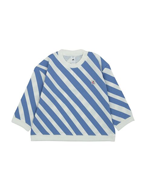 Jrmori Omzu Çıtçıtlı Verev Çizgi Baskılı Sweatshirt - S000158633-17234