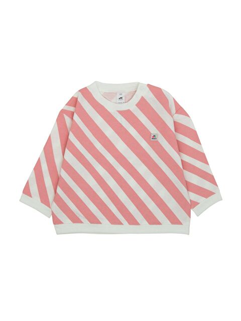 Jrmori Omzu Çıtçıtlı Verev Çizgi Baskılı Sweatshirt - S000158633-20024