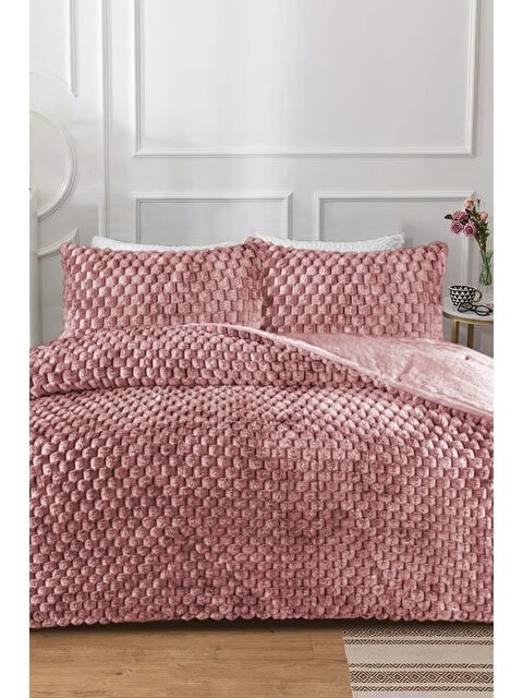 Çeyiz Diyarı Winter Tale Tavşan Tüyü Çift Kişilik Yorgan Seti 220x240 Cm Mürdüm - S000502422-20036