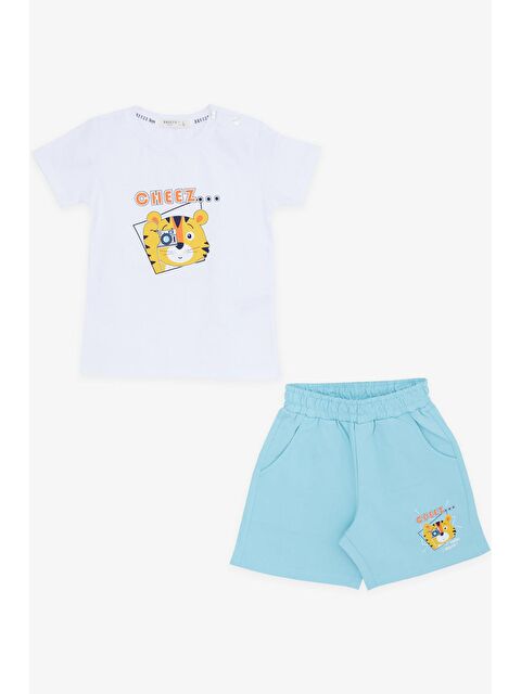 Breeze Erkek Çocuk Şortlu Takım Fotoğrafçı Aslancık Baskılı Beyaz (1-3 Yaş) - S000068304-20063