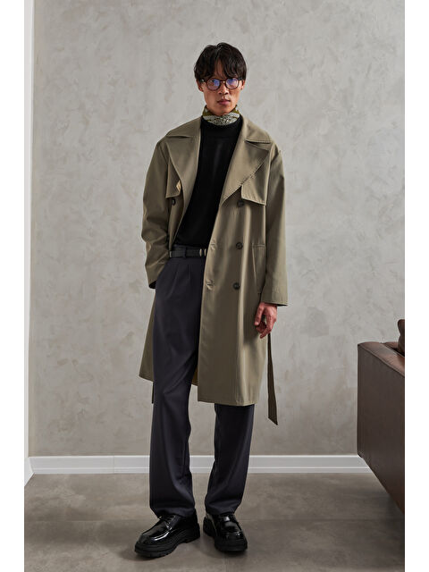 HYMAN Erkek Kruvaze Yaka Oversize Trençkot - S000515252-18547