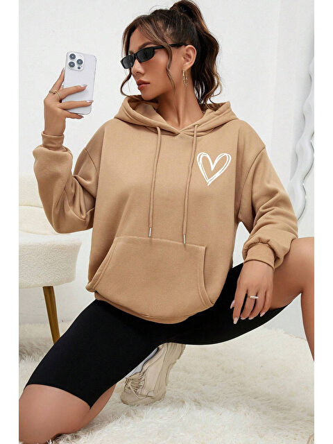 uyguntarz Unisex Heart Baskılı Oversize Sweatshirt - S000265312-19928