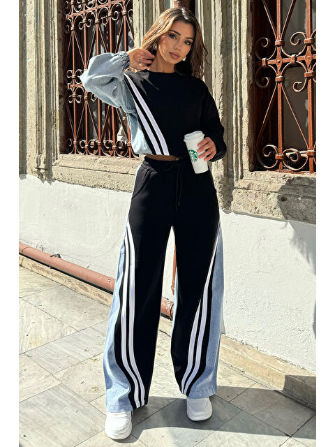 Gülseli Jean Garnili Sweat Pantolon İkili Takım - S000311945-19351