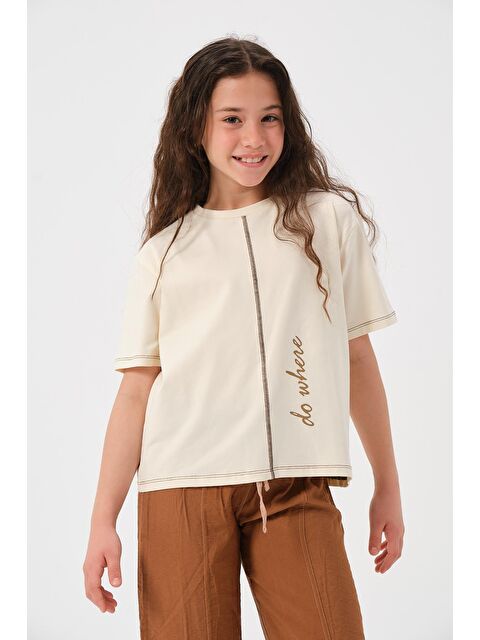 Jazzi·ee Genç Kız Çocuk Ön ve Arka Yazı Baskılı Tişört - S000315688-19928