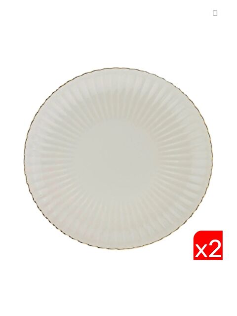Kütahya Porselen Bone Luz Altın File Pasta Tabağı 21cm 2 li - S000505816-19966