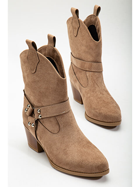 TONNY BLACK Kadın Vizon Süet Termo Taban Sivri Burunlu Western Kovboy Bot - S000286414-19413