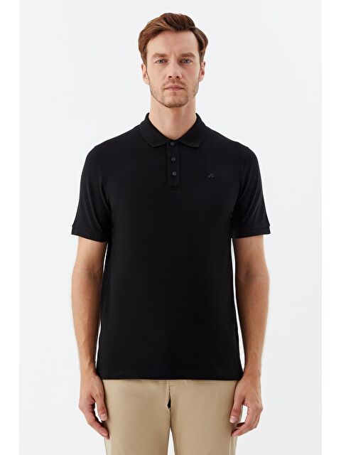 Sabri Özel Siyah Standart Fit %100 Pamuk Polo Yaka Erkek Tişört - S000525784-19351