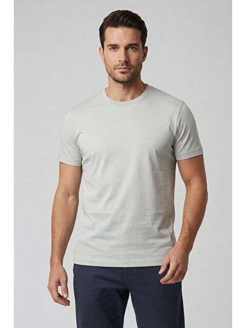 Sabri Özel Giotelli Gri Regular Fit %100 Pamuk Bisiklet Yaka Erkek Tişört - S000525788-20600