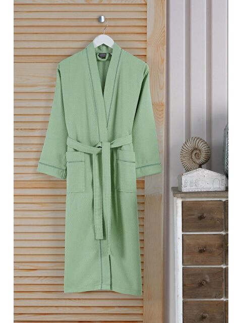 Varol Dama Serisi Kimono Yaka Pike Bornoz Sabahlık Yeşil - S000380389-18194