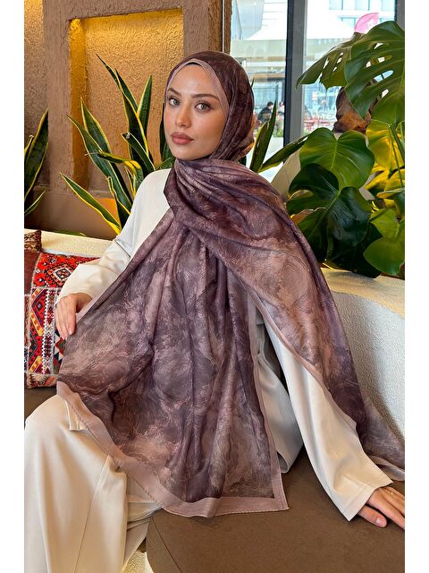 Lamelif Gül Çiçek Desen Ferah Şal Toprak