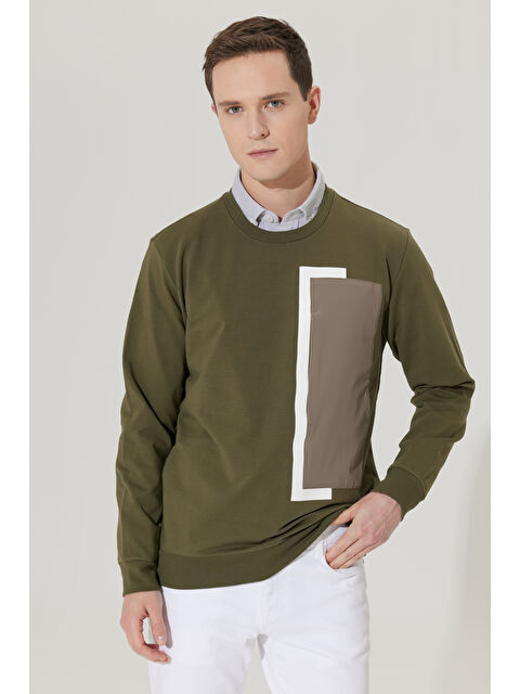 Altınyıldız Classics Erkek Haki Standart Fit Normal Kesim Bisiklet Yaka Sweatshirt