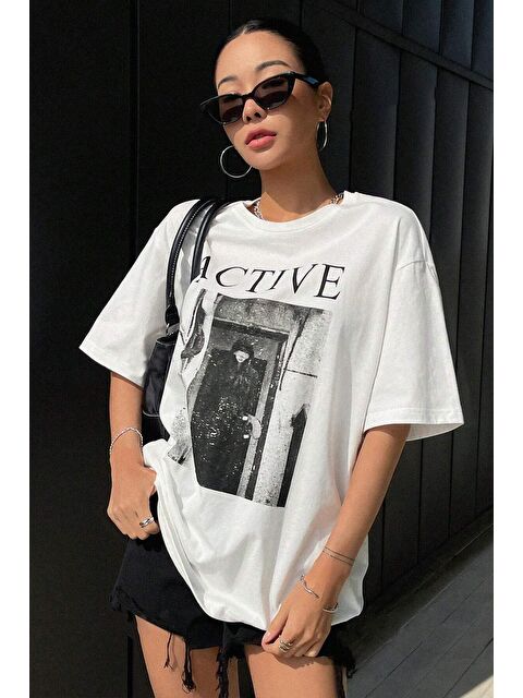 uyguntarz Unisex Active Baskılı Oversize Tshirt - S000237899-20063