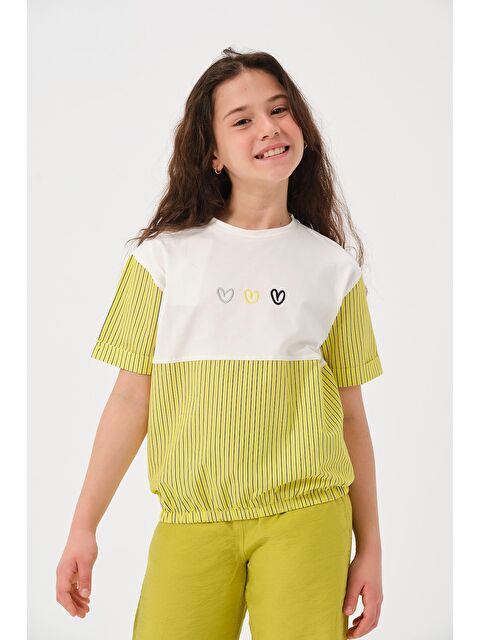 Jazzi·ee Genç Kız Çocuk Kalp Nakışlı Garnili Tişört - S000315687-19965