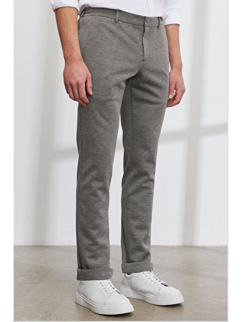 AC&Co / Altınyıldız Classics Erkek Bej Slim Fit Dar Kesim Kuşgözü Desenli Beli Bağlamalı Pantolon - S000394647-19928