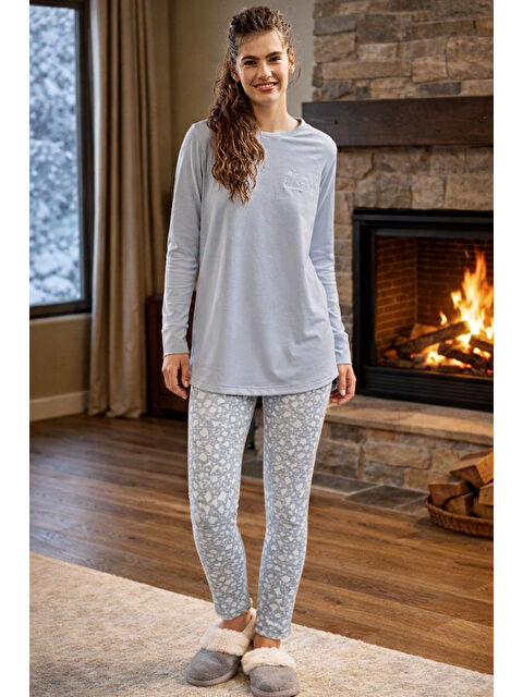 Remsa Kadın Uzun Kol Taytlı Pijama Takımı 40035 Gri02 - S000464664-37276