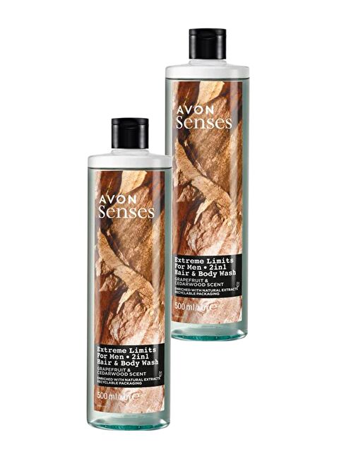 AVON Extreme Limits Greyfurt ve Sandal Kokulu Saç ve Vücut için Erkek Duş Jeli 500 Ml. İkili Set - S000188567-10231