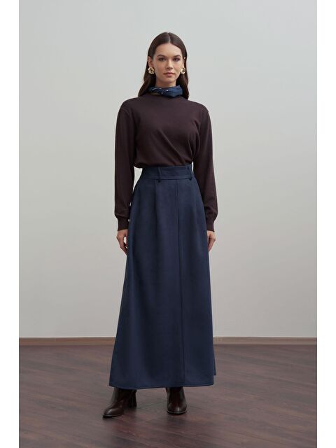 ALLDAY İndigo-Pili Detaylı Scuba Süet Etek - S000495906-23093