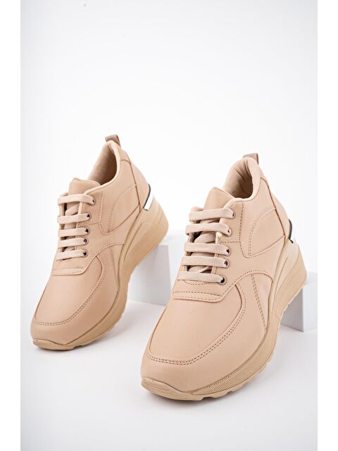 Muggo NEPAL Kadın Ortopedik Yüksek Taban Günlük Bağcıklı Sneaker Spor Ayakkabı - S000120464-26411