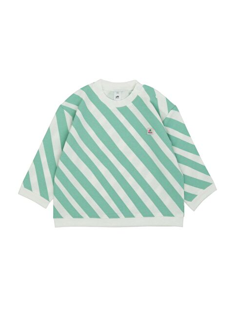Jrmori Omzu Çıtçıtlı Verev Çizgi Baskılı Sweatshirt - S000158633-18194